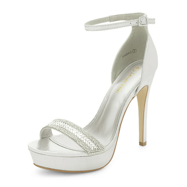 Details about   Women Sequins Ankle Strap High Heels Peep Toe Pumps Platform Shoes Party Wedding